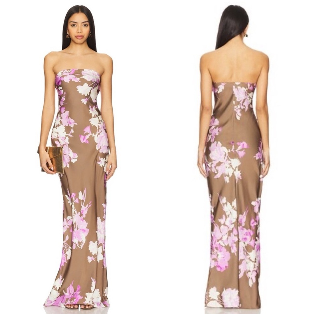 Rococo Sand Strapless Dress - Pink and Brown Floral Sz Xs